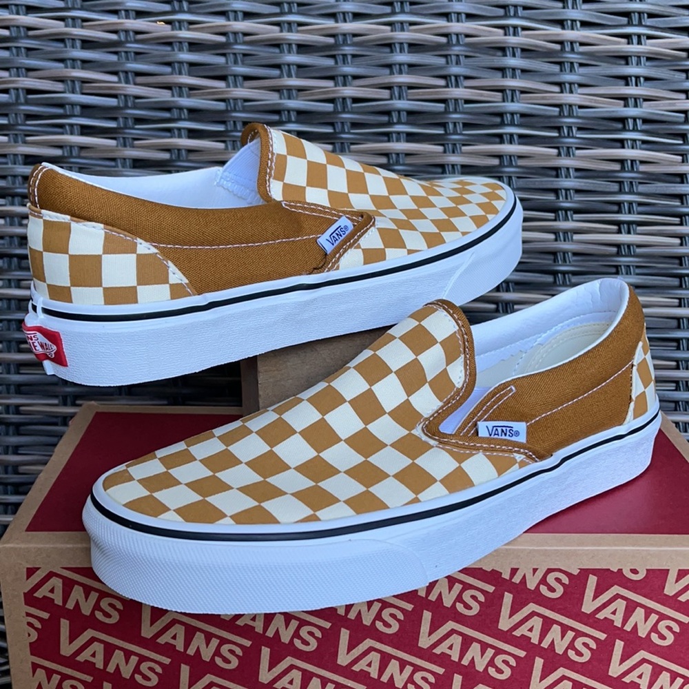 Vans Classic Slip-On Checkerboard Goldenbrown/True White MENS